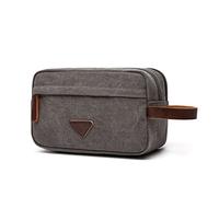 FUNSEED Beauty case per donne e uomini, grande capacità, portatile, in tela, per chiavi, monete, cosmetici, borsa portatile, Grigio, Moda