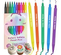 FUNSHOWCASE 10 pennarelli commestibili di base a doppia faccia Fine e pennello