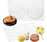 FUNSHOWCASE Set di 2 stampi rotondi in silicone per pasticceria per torta arcobaleno, cheesecake, mousse, biscotti, cioccolato, pandan, torta a strati, diametro 14 cm, 7,6 cm, 8 cavità