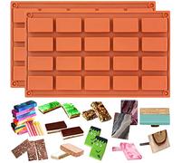 Funshowcase - Set di 20 stampi rettangolari in silicone per torte, sapone, caramelle, cioccolato, 2 cm