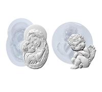 FUNSHOWCASE Stampi artistici per argilla Polyclay Air Dry Clay Intonaco, Sacra Famiglia Madre e Cherubino intagliato