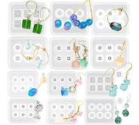 FUNSHOWCASE Stampi per perline in resina con foro per pietre preziose cabochon gioielli colata 14 pezzi