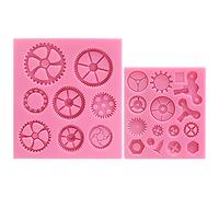 Funshowcase Stampo in silicone stile steampunk, per decorazioni di torte, decorazioni per cupcake, fondente, gioielli, argilla polimerica, progetti artigianali, set da 5 cm