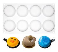 FUNSHOWCASE Stampo rotondo in silicone piatto per torte al cioccolato, budino, candele, cera, 8 cavità, extra large
