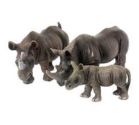 FUNSHOWCASE Statuetta a forma di rinoceronte africana, decorazione per torte, feste, giocattoli, educazione, bambini, altezza: 4/5,5/5,8 cm, realistica, 3 motivi, 3 confezioni
