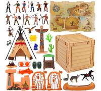 FUNSHOWCASE Wilder West Cowboy - Set da gioco indiano, 47 personaggi da 7,5 cm, in scatola