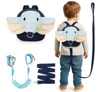 Funsland Baby Walking Harness Zaino: 3 in 1 regolabile elefante redini di sicurezza bambino & borsa, anti perdita polso Link guinzaglio con chiave e serratura, per 1-5 anni bambini viaggi e viaggi