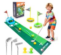 Funsland Ensemble de Jeu de Golf per Bambini:3 à 8 Jeux de Golf pour Tout-petits avec Retour Automatique des Balles,8 Balles de Golf,3 Clubs,Tapis de Putting - Jouets de Sport pour Garçons et Filles