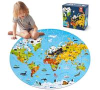 Funsland Puzzle Bambini 3 Anni, 70 Pezzi di Puzzle Della Mappa del Mondo, Giochi per Bambini Puzzle Cartone Materiale, Regalo Bambina per Feste di Compleanno 4 5 6 7 8 9 10 Anni