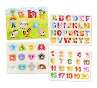 Funsland Puzzle Legno Bambini 2 Anno,4 Pezzi Puzzles di Legno Animali con Maniglie, Montessori Giochi Bambino Educativi, Legno Giocattoli Bambini, Puzzle di Legno Regalo per 2 3 4 5 Anni
