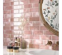 FunStick 30×30CM 15 Piastrelle Adesive Bagno Rosa Mattonelle Autoadesive Impermeabile Rivestimento Piastrelle Cucina Adesive Pannelli Adesivi per Pareti 3D Paraschizzi Cucina Bagno Adesivo Muro Rosa