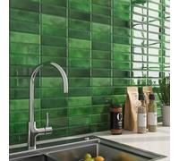 FunStick 30CMx30CM 30 Pezzi Piastrelle Autoadesive Verdi Vintage Mattonelle Adesive Cucina Verde Rivestimento Parete 3D Mattonelle Adesive Bagno Rettangolari Adesivi per Piastrelle Muro 3D Cucina