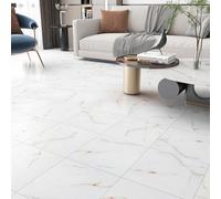 FunStick 30X30CM 30 Piastrelle Adesive Pavimento Effetto Marmo Pavimento PVC Adesivo Cucina Bagno Mattonelle Adesive Marmo Balcone Impermeabile Rivestimento Piastrelle PVC Adesive Bianco e Giallo