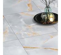 FunStick 30x30CM 30 Piastrelle Pavimento PVC Adesivo Cucina Camera da Letto Grigio Oro Pellicola Adesiva Effetto Piastrelle Adesive Cucina Pavimento Grigio Mattonelle Marmo Adesive Bagno Cucina Vinile