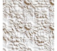 FunStick 44.5CM×9M Carta da Parati Adesiva Muro 3D Floreale Margherita Carta da Parati Soggiorno Floreale Bianco Crema Sfondo Adesivi Murali 3D Fiori Pellicola Adesiva Bianca Crema Carta Adesiva Fiori