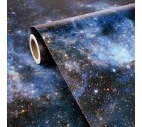 FunStick 44.5CMx9M Carta da Parati Camera da Letto Bagno Galassia Carta da Parati Adesiva Blu Nero Cielo Notturno Impermeabile Adesivi Murali Soffitto Pellicola Adesiva per Mobili Blu Navy Stelle