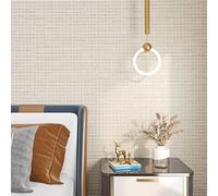 FunStick 60CM×5M Carta da Parati Beige Camera da Letto Geometrica Struttura Carta da Parati Adesiva Soggiorno Beige Bianco Pellicola Adesiva per Mobili Armadio Scrivania Tavolo Top Effetto Intreccio