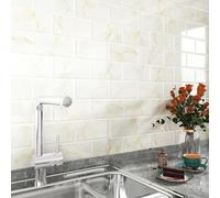 FunStick Adesivi per piastrelle da cucina, in marmo, effetto piastrelle, colore bianco, oro, autoadesivi, in vinile, da parete, per il bagno, la cucina, per la cucina, per il bagno, la cucina, 5 pezzi