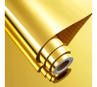 FunStick Carta Adesiva Specchio Oro 30CM×2M Flessibile Specchi Adesivi da Parete Bagno Camera da Letto con Specchi Oro Wrapping Pellicola Specchio Adesiva per Mobili Muro Fai da Te Impermeabile