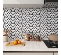 FunStick Piastrelle Adesive Bagno Mosaico 3D Impermeabile Mattonelle Adesive Cucina per Muro Bianco Rivestimento Cucina Adesivo PVC Pannelli Murali Mosaico 30×30CM 15 Piastrelle Autoadesive Muro 3D