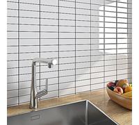 FunStick Piastrelle Autoadesive Impermeabili Parete Bagno Rettangolari Paraschizzi Cucina Adesivo Piastrelle Bianco Adesivi Muro Cucina Mattonelle Carta Adesiva Muro Bianca Lavanderia 30x30CM 5 Pezzi