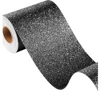 FunStick Striscia Muro Nera Bordi Adesivi per Camera da Letto e Bagno, Pannelli Decorativi per Pareti, Carta Adesiva Glitterata Nera 10CMx5M