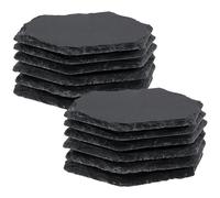 FUNSUEI 12 sottobicchieri esagonali in ardesia nera, 10 x 10 cm, sottobicchieri in ardesia naturale, per incisione, sottobicchieri esagonali in ardesia per tazze, bicchieri