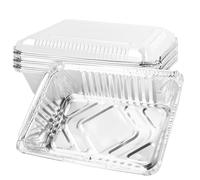 FUNSUEI 125 Pz Ciotole Monouso in Alluminio 1000 ml, Vaschette Alluminio Usa e Getta con Coperchio, per Barbecue, Alimenti, Take-away e Cottura, 215 x 160 x 50 mm