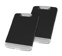 FUNSUEI 2 portablocco A4 con portaoggetti, 36,5 x 24,5 x 3 cm, nero, impermeabile, in plastica, per ufficio, casa