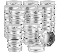 FUNSUEI 48 barattoli in alluminio da 15 ml con coperchio a vite, piccole lattine vuote in metallo per candele, mini barattoli vuoti in metallo con coperchio per lozioni, crema, balsamo per le labbra