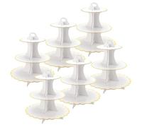 FUNSUEI 6 pezzi Cupcake Stand in Cartone, 3 Tier Alzata per Torta, Supporto per Cupcake, per vacanze, matrimoni, feste, compleanni, altezza 33 cm, Bordo Bianco E Dorato