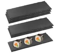 FUNSUEI 6 piatti rettangolari in ardesia, 30 x 10 cm, in ardesia, per sushi, formaggio, buffet, antipasti, dessert