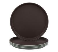 FUNSUEI Set di 4 vassoi Gastro antiscivolo, 28 cm, per cameriere, vassoio da portata antiscivolo, rotondo, nero, per caffetteria, bar, ristorante