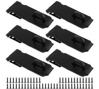 FUNSUEI Set di 6 lucchetti neri per capannoni, serrature resistenti con viti, in acciaio inox, per capannoni, garage, finestre, armadietti