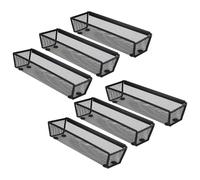 FUNSUEI Set di 6 portaposate per cassetti, 22,3 x 8 x 5,2 cm, in metallo, con tappetini antiscivolo, organizer per cassetti per cucina e ufficio