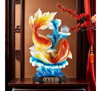 FUNSXBUG Grande statua cinese di pesce Feng Shui da 33,3 cm, scultura decorativa Feng Shui, decorazione per casa, ufficio, scrivania, buona fortuna, regalo