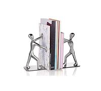 Funthy Fermalibri in Acciaio Inossidabile, Fermalibri a Forma di Lottatore di Kung Fu, Reggilibri in Metallo da Mensola, Reggi Libri per Mensole per Ufficio, Scuola, Biblioteca, 1 Coppia