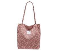 Funtlend - Borsa larga in cordino per donne, borsa a tracolla in velluto a coste, borsa per la scuola, lo shopping, il lavoro, l'università, casual, 40 x 35 x 11 cm