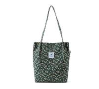 Funtlend - Borsa larga in cordino per donne, borsa a tracolla in velluto a coste, borsa per la scuola, lo shopping, il lavoro, l'università, casual, Verde: 3., L