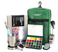 Funto Acquerelli da Viaggio, Kit Completo Verde da 24 Colori per Paesaggi | Accompagna l’osservazione della natura con una postazione pratica per interpretare foglie, cieli e paesaggi sul posto.