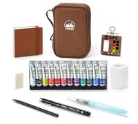 Funto mini set acquerelli da viaggio, kit ricaricabile 12 colori, tutto-in-uno con borsa. Portatile per principianti, appassionati e artisti.