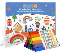 Funto Pennarelli lavabili, pennarelli per bambini, 24 colori assortiti, pennarelli da colorare senza disordine, perfetti per le pagine da colorare di Halloween, sicuri e non tossici per i più piccoli