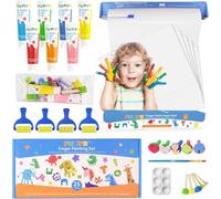 Funto Set Pittura a Dita Lavabile, 25 Pezzi per Bambini 1-3 Anni | Il rotolo da tagliare offre spazio continuo per impronte, forme e progetti creativi da condividere a casa o all’asilo.