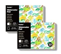 Funto Watercolor Paper Pads, 2 value packages, 100% Cotton Watercolor Paper, 20 Sheets Each, 7" x 5", 140lb (300gsm), Glue Bound, Easy Tear Watercolor Paper for Travel Drawing and Mixed Media