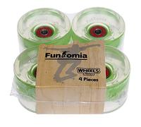 FunTomia 4 Pezzi Longboard/Skateboard/Miniboard Ruote (Big Wheels) 70x51mm 80A incl. ABEC-9 Cuscinetti a Sfera, Magnete Spacer (Verde Brillante - con LED)