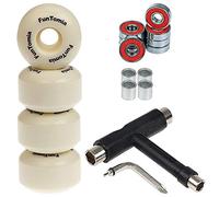 FunTomia 4 Pezzi Skateboard Ruote 100A 53x34mm + T-Tool incl. Cuscinetti a Sfera e Spacer