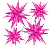 FUNTOOB Palloncini a forma di stella metallizzati, rosa acceso, a forma di stella, per compleanni, lauree, eventi aziendali, decorazioni natalizie (50 pezzi)