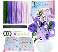 Funtopia - 540 scovolini per pipe, kit per la pulizia dei tubi con istruzioni, steli in ciniglia per la realizzazione di fiori, bouquet fai da te e decorazioni per feste (viola, 30,5 x 7 mm)