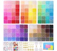 Funtopia Perline per Braccialetti, 3mm 37000 Pezzi Perline di Semi 120 Colori Perle Colorate con 416 Pezzi Perlines di Lettere, Kit per fare Braccialetti per Adulti Bambina
