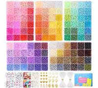 Funtopia Perline per Braccialetti, 4mm 13000 Pezzi Perline di Semi 120 Colori Perle Colorate con 416 Pezzi Perlines di Lettere, Kit per fare Braccialetti per Adulti Bambina